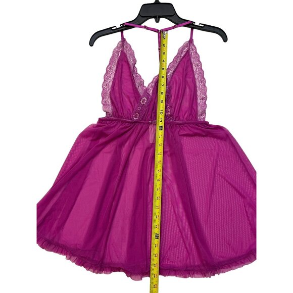 Jessica Simpson Sheer Teddy Bright Pink Lingerie Size Medium - Picture 7 of 11